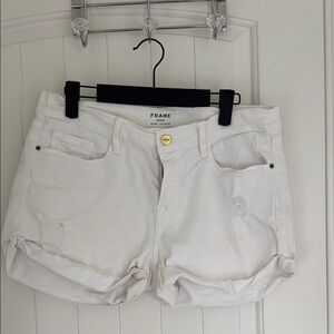 Frame Denim White Jean Shorts Relaxed Fit